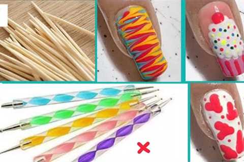 😱Easy nail art designs with toothpick \nail art with toothpick \no tools nailart\nailart