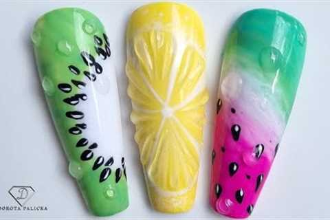Summer nail art. Fruits nail art. Easy summer nail art for beginners.